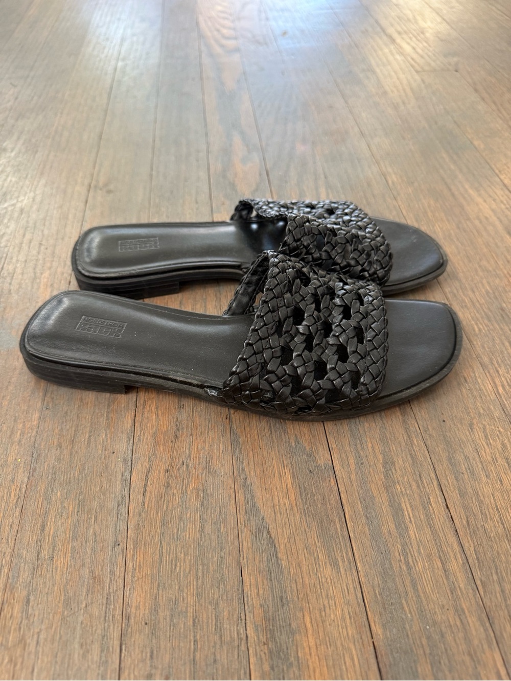 Nordstrom Black Woven Slide Sandals